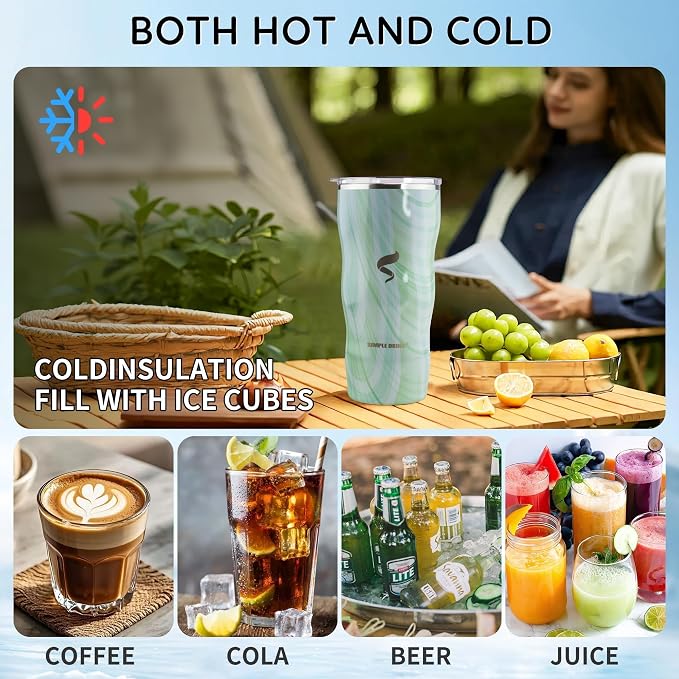 20 oz Insulated Tumbler, Straw and Flat Lids,Jelly Green | 18/8 stainless steel, double-wall vacuum insulation, BPA-free materials, reusable straw, for everyday hot and cold drinks.