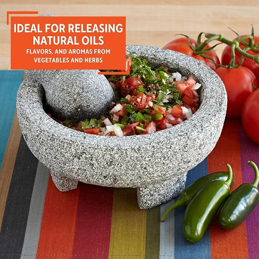 IMUSA USA Granite Molcajete Spice Grinder 6-Inch, Gray | Ideal for Grinding Spices and Herbs