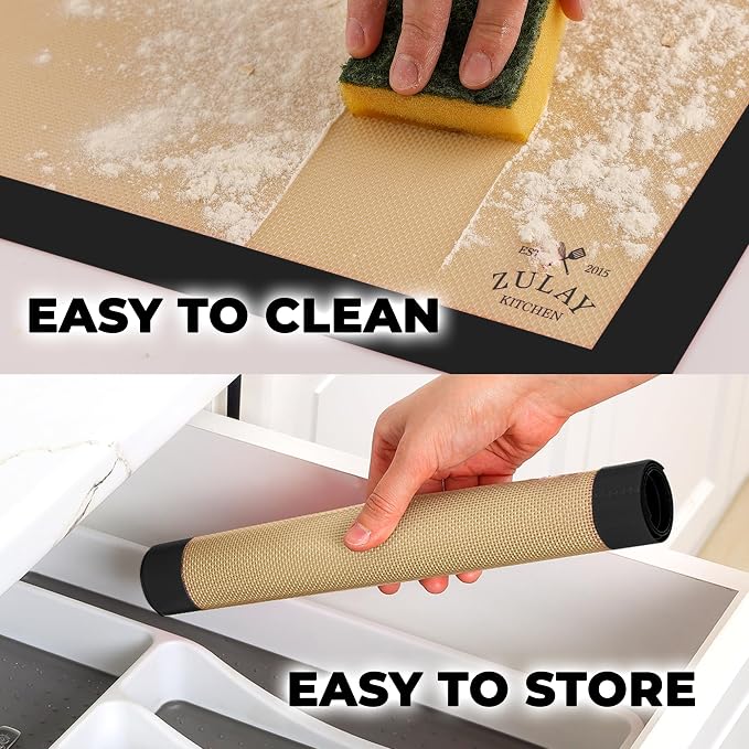 Zulay Kitchen Silicone Baking Mat Sheet Set - Reusable Baking Mat Nonstick - Half Sheet Baking Mat For Oven (Black, 1 Pack)
