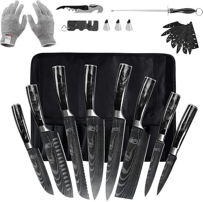 FULLHI Knife Set, 14pcs Japanese Knives Set, Multiple Colour Premium German Stainless Steel Chef Knife Set