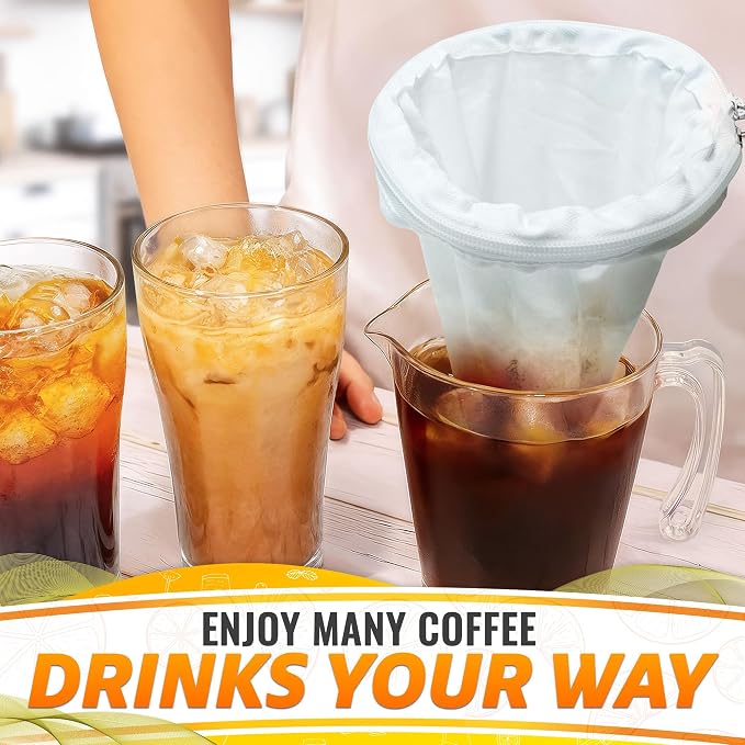 5.3 In Thai Tea Strainer, Fine Mesh Cloth, Stainless Steel Handle | Large Tea Strainer for Loose Tea, Long Steel Handle, Reusable, Easy to Clean, Cotton Muslin, Suitable for Milk, Juice & Vine