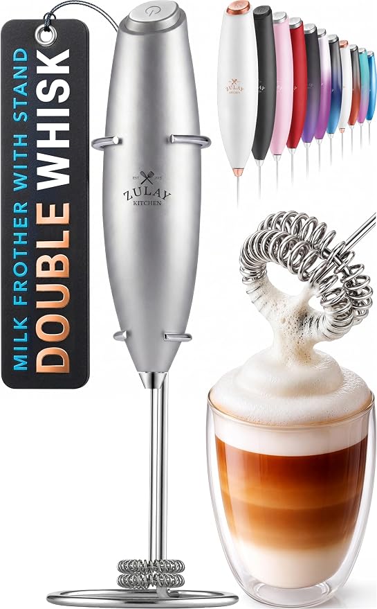 Mini & Mighty Milk Frother Wand – Powerful Handheld Coffee Frother, Battery Operated Drink Mixer – Compact Pocket Size – Detachable Whisk for Latte, Cappuccino, Matcha, Hot Chocolate