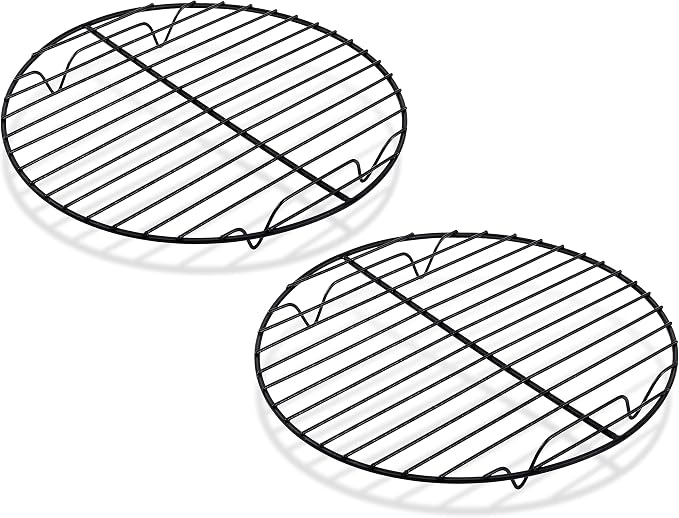 TeamFar Round Cooling Rack, 9" Non-stick Stainless Steel Baking Rack | 2 Pack Coated Cooking Wire Racks for Baking/Roasting/Steaming/Cooling, Healthy & Heavy-Duty, Oven Safe & Easy to Clean