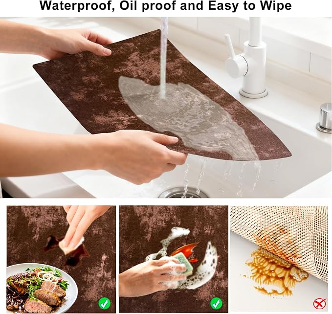 Faux Leather Placemats Set of 6, 11.8"x17.7", Coffee Brown | Reversible Table Mats, Waterproof, Stain & Heat Resistant, Easy Clean for Dining, Gatherings, Outdoor