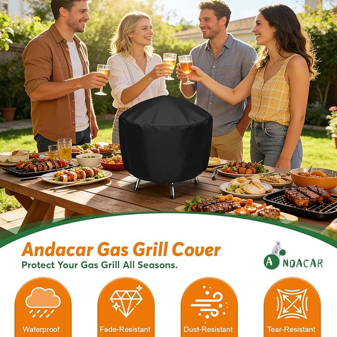 Grill Cover for Cuisinart CCG190RB Portable Charcoal | Waterproof Griddle Cover for Weber Smokey Joe 14 Inch Grill - 16" D×15" H, Black