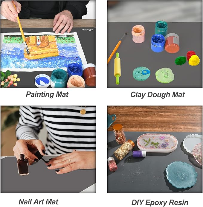 Sapid Large Silicone Sheet for Crafts Silicone Mat for Resin Art Painting | Extra Thick Jewelry Casting Mats,Nonstick Nonslip for Epoxy Resin,Art Painting,Heat-Resistant Counter Mat 20"x27.9" Dark Gray