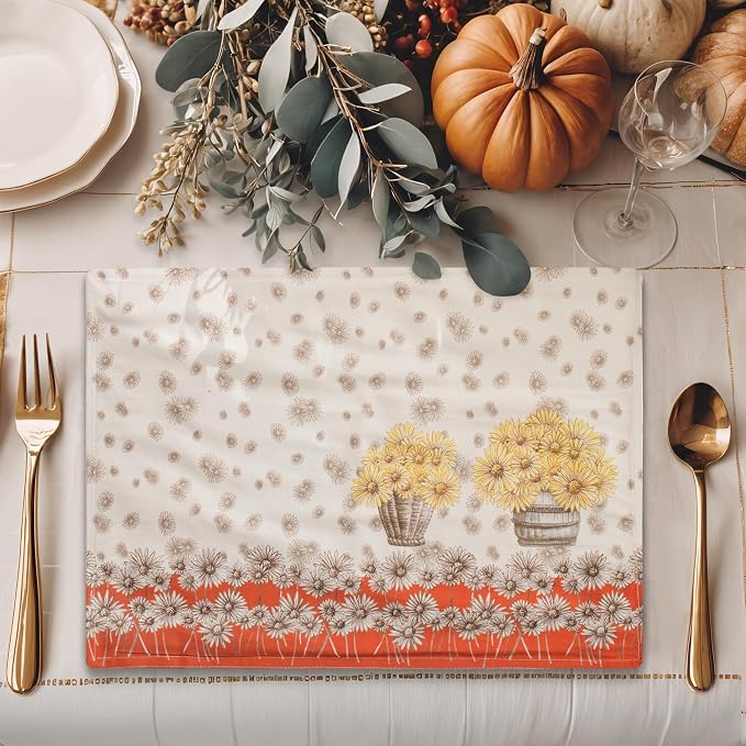 Maison d' Hermine Placemats Set of 4 Reusable 100% Cotton (13"x19") | Cloth Place Mats Washable Table Mats for Kitchen Dining Party Wedding Hotel Home Thanksgiving Christmas - Bagatelle