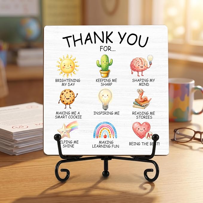 Teacher Appreciation Gifts for Women Men | 5" Wooden Plaque Sign for Mentor Teacher Gifts | Teachers Day Gift from Student Desk for Home Office Decor - A07