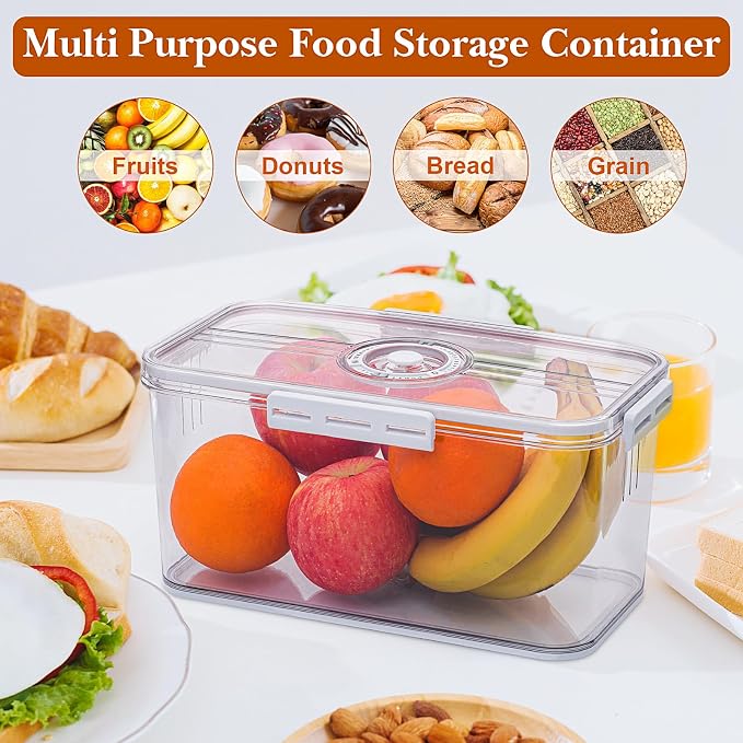 ANYPROLUS Bread Box for Homemade Bread Boxes for Kitchen Counter Airtight, Time Recording Bread Storage Container with Lid, Bread Containers Storage Airtight Loaf Bread Keeper, Large, White