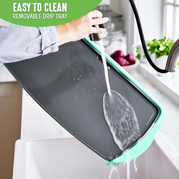 GreenLife 20" Extra Large Electric Griddle, Turquoise | PFAS-Free Ceramic Nonstick Coating, Temperature Control, Removable Dishwasher Safe Drip Tray, Pancakes, Eggs, Omelet, Burgers