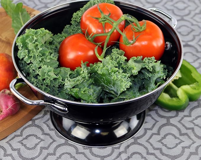 Calypso Basics by Reston Lloyd Powder Coated Enameled Colander, 5 Quart, Black