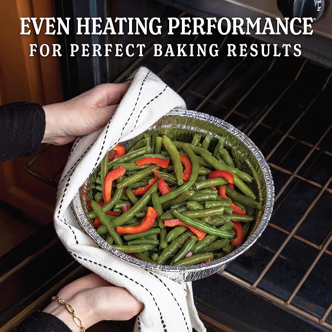 PLASTICPRO 9'' Inch Deep Round Tin Foil Pans Disposable Aluminum, Freezer & Oven Safe - For Baking, Cooking, Storage, Roasting, & Reheating, Pack of 20