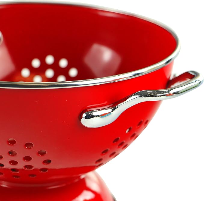 Calypso Basics by Reston Lloyd Powder Coated Enameled Colander, 1.5 Quart, Red