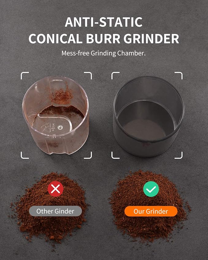 KIDISLE Conical Burr Coffee Grinder 2.0, Electric Coffee Bean Grinder for Precise Grinding, 35 Settings, 2–12 Cup Selector, Anti-Static Design for Home Use, Beige