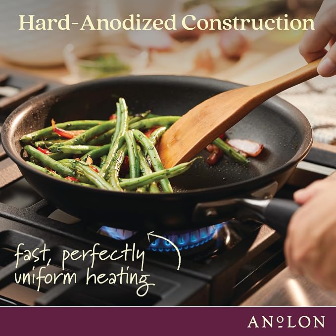 Anolon Advanced Home Hard-Anodized Nonstick Frying Pan with Helper Handle, Large Skillet, Non Stick Pan, 14.5-Inch, Onyx