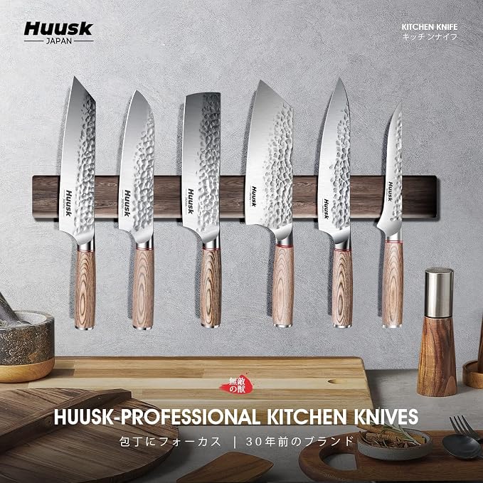 Huusk Boning Knife for Meat Cutting with Ergonomic Pakkawood Handle | 6.5" Hand Forged Japanese Fillet Knife for Meat Fish Poultry, Deboning Butcher Knives for Processing, Gift for Cooking lovers