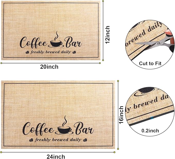 CooRug Fashion Coffee Mat, Dish Drying Mat 16" x 24" Beige | Hide Stain, Absorbent, Coffee Bar Accessories, Heat Resistant, Non-slip, Eco-friendly, Easy to Clean