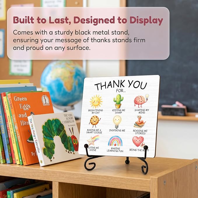 Teacher Appreciation Gifts for Women Men | 5" Wooden Plaque Sign for Mentor Teacher Gifts | Teachers Day Gift from Student Desk for Home Office Decor - A07
