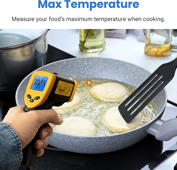 Etekcity Infrared Thermometer Laser Temperature Gun, -58°F~1130°F | Cooking, Pizza Oven, BBQ, Meat, Kitchen, Reptile, HVAC, Adjustable Emissivity, MAX Display, High Temperature