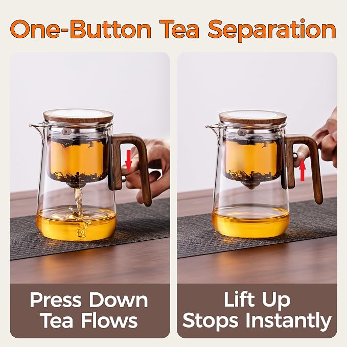 Enchanted Tea Pot, Magic Tea Pot for Loose Leaf Tea Steeper, Heat Resistant Borosilicate Glass Teapot with Tea Infuser, Ideal Gift for Tea Lovers - 27 oz (800 ml)