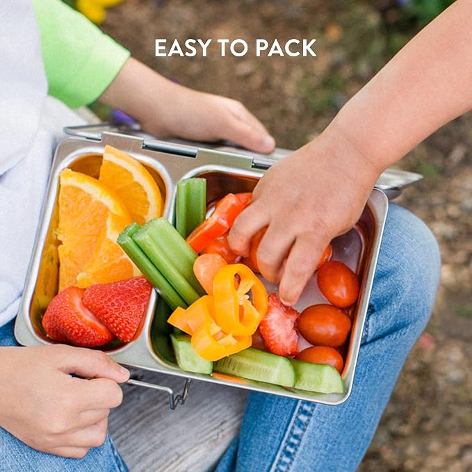 PlanetBox Recycled Shuttle Stainless Steel Lunch Box for Kids and Adults - Replacement Lunchbox Only, Brushed Finish, Sustainable Bento Box
