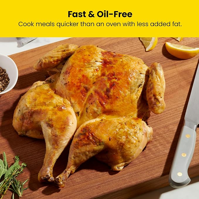 CHEFMAN Easy-View Air Fryer – 8 Qt Family Size with Viewing Window, One-Touch Digital Control with 4 Presets, Nonstick & Dishwasher Safe, Broil, Roast, Dehydrate, Bake, Auto-Shutoff, Stainless Steel