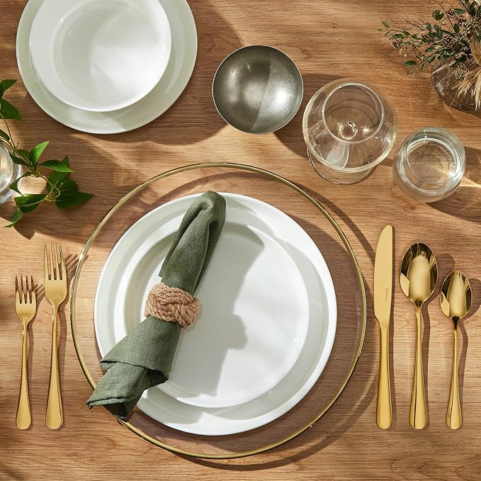 18/10 Stainless Steel Gold Silverware Set for 4 | 20 Piece Heavy Duty Flatware Utensils Set | Mirror Polished | Dishwasher Safe | Premium Cutlery for Home Kitchen Wedding