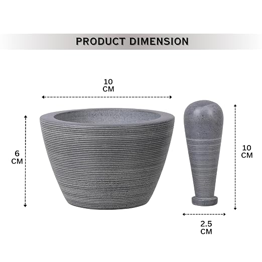 Mortar and Pestle, Made of Heavy Duty Polished Hard Stone, Natural Stone Grinder for Spices, Pastes, Herbs, Seasoning etc. (Rugged, Normal)