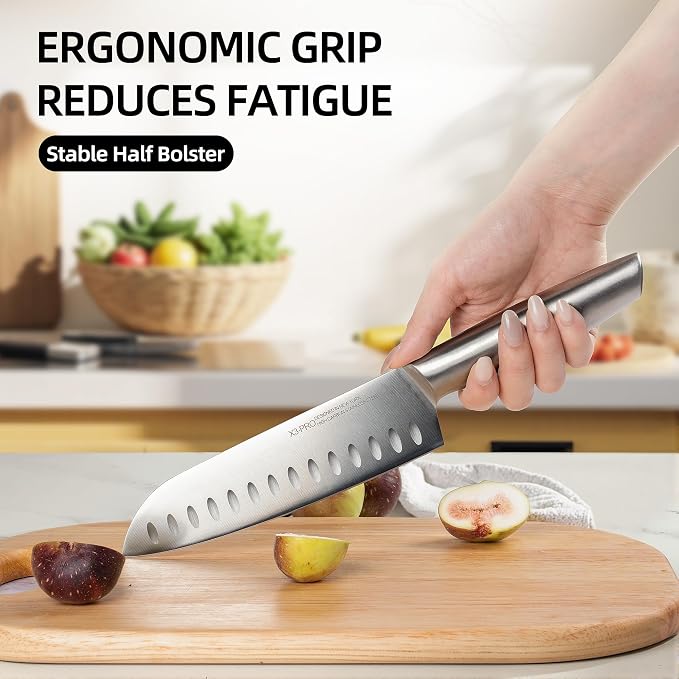KnifeSaga 14 Pcs Knife Set with Block, Premium, Razor Sharp, Japanese Steel | Innovative Steel, High Carbon Stainless, Enduring Sharpness, Ergonomic Handle, Quality Natural Wood Block, Gift Box