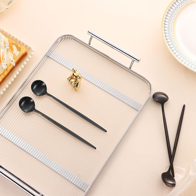 DEHOV 4 PCS 6.7 Inches Satin Black Stainless Steel 18/10 Coffee Spoons,Iced Tea Spoon,Espresso Stirring Spoons,Matte Black SS304 Teaspoons,Dessert Spoon,Long Coffee Spoons accessories