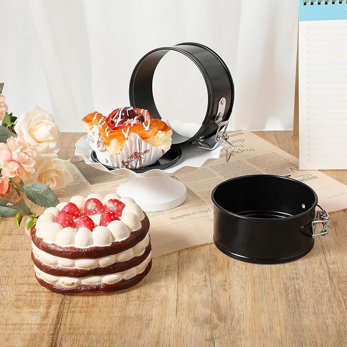 MAQUITA 8 Pcs 4 Inch Springform Pans - Small, Leakproof Round Cake Pans with Removable Bottom, Nonstick Baking Cake Molds for Mini Cheesecake & Pizza