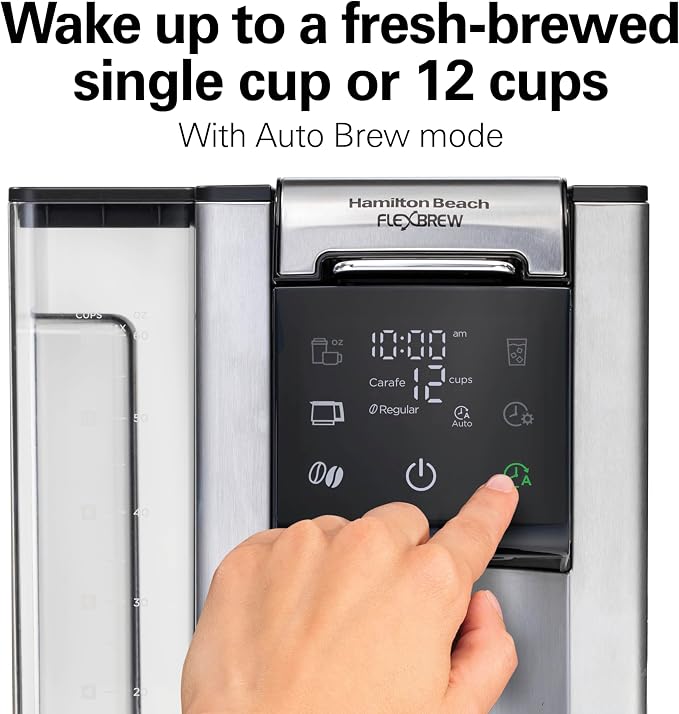 Hamilton Beach Flexbrew Advanced 5-in-1 Drip & Single Serve Coffee Maker | Single Serve Hot & Iced Coffee Maker | 12 Cup Thermal Programmable Drip Coffee Maker | Removable 60 oz. Reservoir | Black