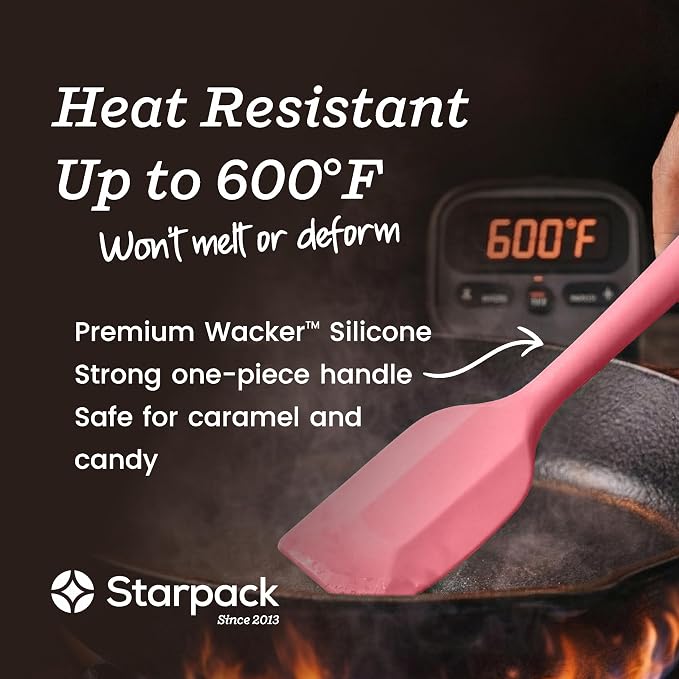 Starpack Flip and Whip Silicone Baking Utensils Set (5-Piece) - LFGB Non Toxic, 600°F Heat Resistant, BPA-Free - Whisk and Rubber Spatula Set with Pastry Brush - Dishwasher Safe, Nonstick Earthy Pink