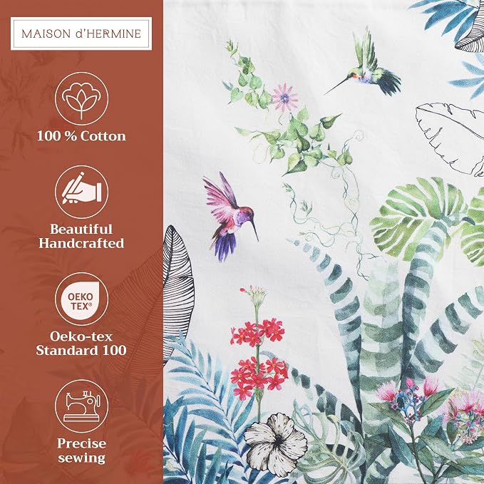 Maison d' Hermine Placemats Set of 4 Reusable 100% Cotton (13"x19") | Cloth Place Mats Washable Table Mats for Kitchen Dining Party Wedding Hotel Home Restaurant Spring Summer - Tropiques