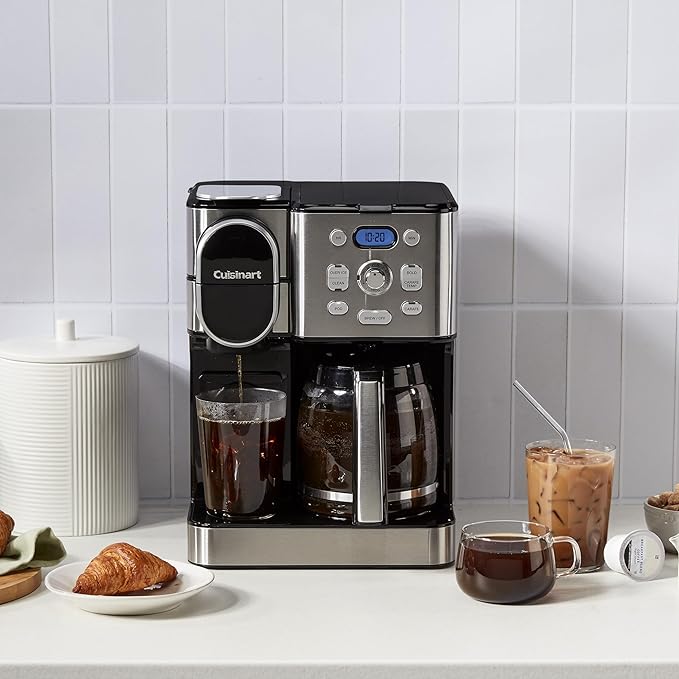 Cuisinart 12-Cup Coffee Maker, Single-Serve Brewer Glass Carafe, Automatic Hot & Iced Coffee Machine, Brew Strength Control and Pause, SS-16, Stainless Steel | Single-Serve Brewer Glass Carafe, Automatic Hot & Iced Coffee Machine, Brew Strength Control...