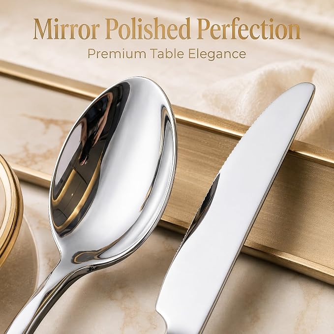 30-Piece Silverware Set for 6, Premium Stainless Steel Flatware Cutlery Set with 3D Diamond Faceted Handles, Mirror Polished & Dishwasher Safe, Modern Kitchen Utensils Set