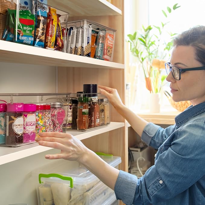 ClearSpace Pantry Storage Bins with Lids for Kitchen & Fridge, 6 Pack | Clear storage bins with lids keep pantry, fridge, and cabinets organized while protecting food and maximizing storage space