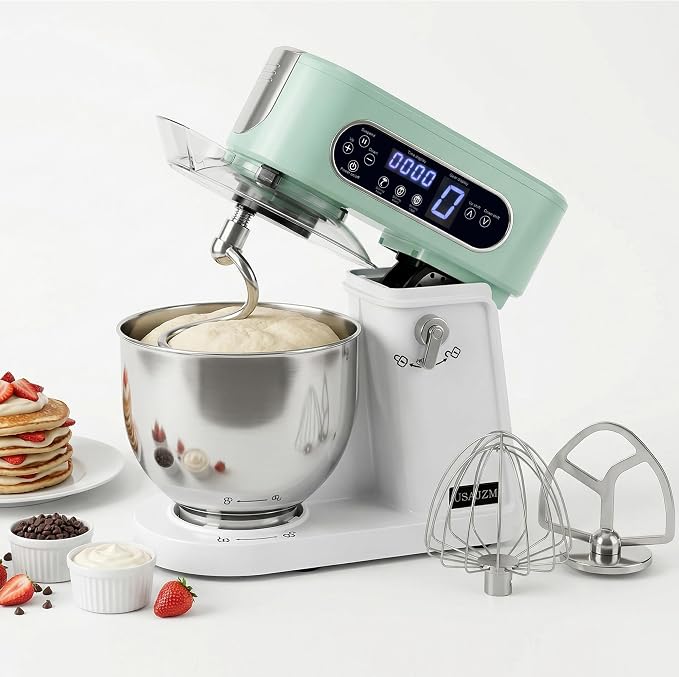 5.3 Qt Tilt-Head Stand Mixer, 9-Speed Electric Food Mixer | 9-Speed Control, Stainless Steel Bowl, Dough Hook Whisk Flat Beater, Splash Guard, Easy Clean, for Home Baking, Spearmint