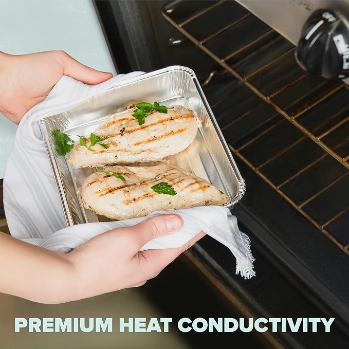 PLASTICPRO 20 Pack Disposable Aluminum Grill Liners Toppers Aluminum Foil Broiler Pans Durable Ribbed Grill Drip Pans 8.5x7