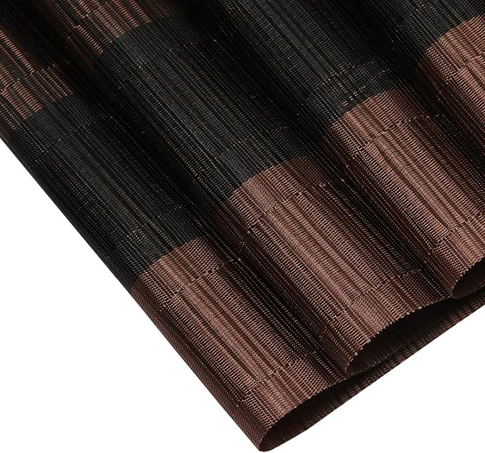 SHACOS Placemats Set of 6 Woven Vinyl Place Mats for Dining Table Heat Resistant Table Mats Wipeable (6, Ombre Coffee Black)