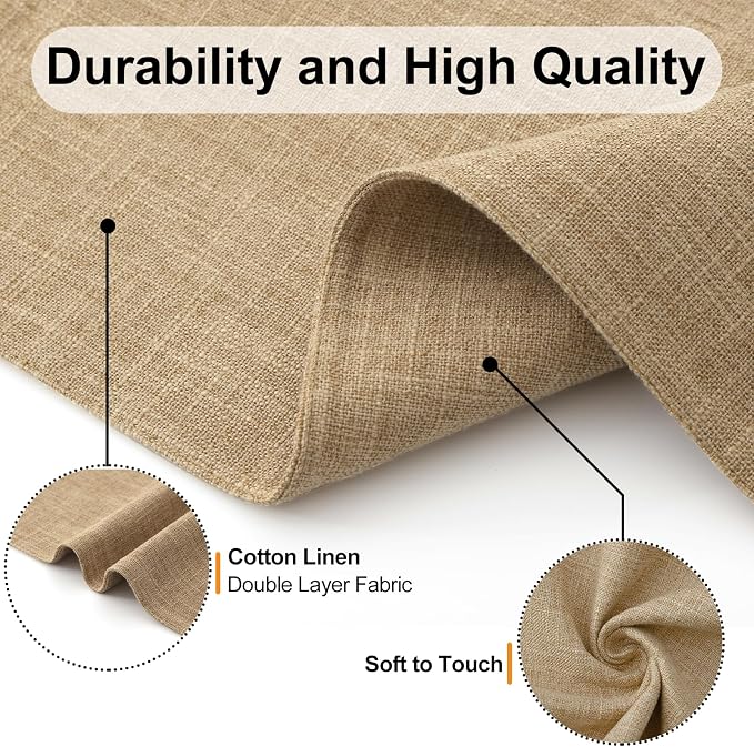 Homaxy Cloths Placemats for Dining Table Set of 6, 13" x 19", Flaxen | Heat Resistant, Washable, Cotton Linen Blend Table Mats, Easy to Clean Place Mats, Indoor Outdoor