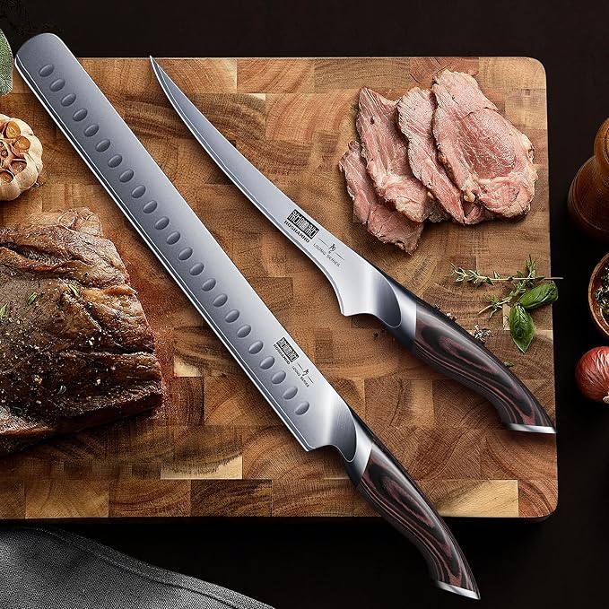 HOSHANHO BBQ Carving Knife Set, Brisket Slicing & Boning Knife for Meat | Professional Ultra Sharp Butcher Carving Knife in Japanese High Carbon Steel, Ergonomic Handle, Gift for Chefs