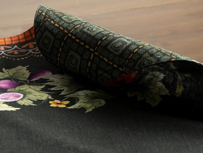 Maison d' Hermine Placemats Set of 4 Reusable 100% Cotton (13"x19") | Cloth Place Mats Washable Table Mats for Kitchen Dining Party Hotel Home Thanksgiving Christmas - Pumpkin Garden - Dark Green