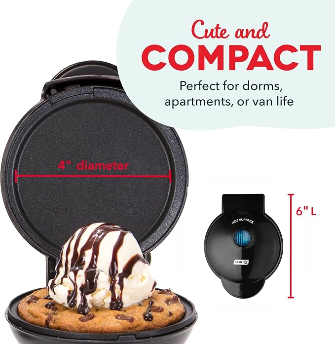 Dash Mini Maker Griddle, 4 Inch Nonstick Cooking Surface, Black | Compact Electric Mini Pancake Maker, Quick Heating, Single Serve Eggs, Hash Browns & Breakfast Sandwiches