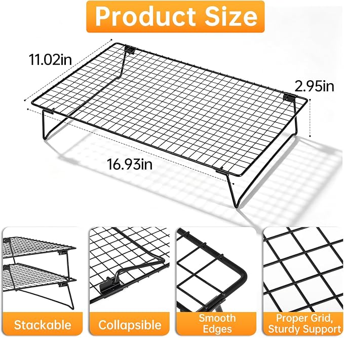 Cooling Racks for Cooking and Baking, Bread Cooling Rack Sourdough, 2PCS | Collapsible Baking Cooling Rack with Legs, Sourdough Bread Cake Cookie Cooling Racks, Baking Accessories Dishwasher Safe