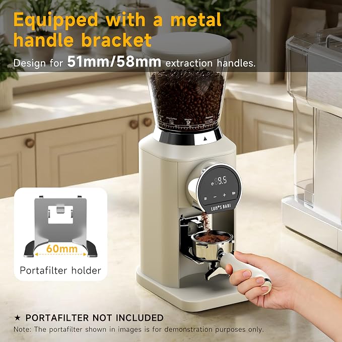 Conical Burr Coffee Grinder with 40mm Stainless Steel Burr, 34 Grind Settings Anti-static, Electric Espresso Grinder for Home Use – Perfect for Espresso, Drip Coffee, French Press & Cold Brew, White