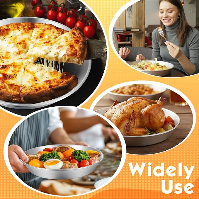 3 Pcs Deep Stainless Steel Pie Pan Set - Thickened Metal Baking Pans for Oven, Rust Proof Pie Plates for Kitchen(9.5 Inches,Standard Version)