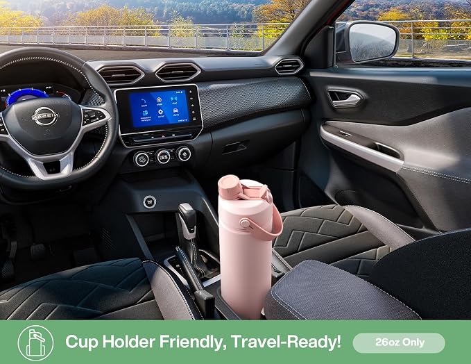 POWCAN 26 oz Insulated Water Bottle: 2-in-1 Straw and Spout Lid, Leak-proof | Keep Cold 24H, Cupholder Friendly, BPA-Free, Stainless Steel Water Bottle for Gift, Trip, Picnic, Camping (Avocado Grove)