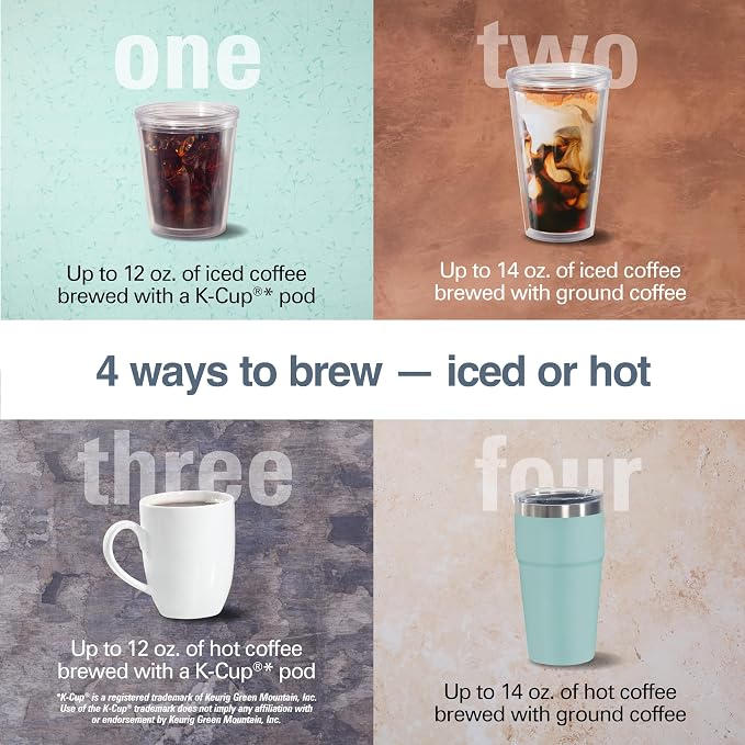 Hamilton Beach FlexBrew Advanced 4-in-1 Single Serve Coffee Maker | Hot & Iced Coffee Maker | Removable 45 oz. Reservoir | Uses Pod Packs & Grounds | Fast Brewing | Kitchen Makeover Blue