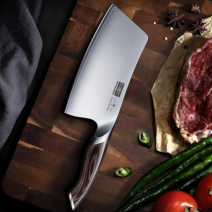 HOSHANHO Cleaver Knife 7 Inch, Ultra Sharp Vegetable Meat Chopper Knife | Japanese High Carbon Steel Chopper Butcher Knife, Multifunction Cooking Knife for Home Kitchen and Restaurant